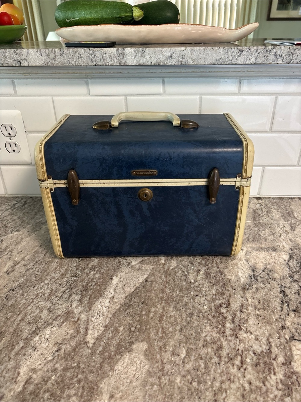 VINTAGE 1950s SAMSONITE Swatter Bros Admiral Blue Makeup Train Cosmetic Case - Picture 3 of 12